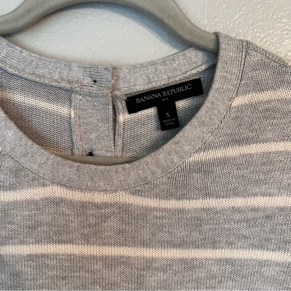 Banana Republic Womens Gray White Short‎ Sleeve Cotton Dress Casual Small - Picture 3 of 10